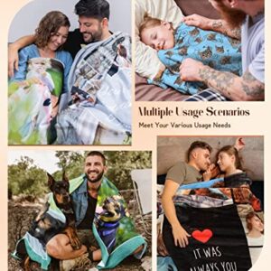 Zookao Custom Blankets with Photos and Text, Made in USA Personalized Picture Blanket Memorial Throw Blanket for Couples, Personalized Gifts for Anniversary Valentine's Day(30"x40")