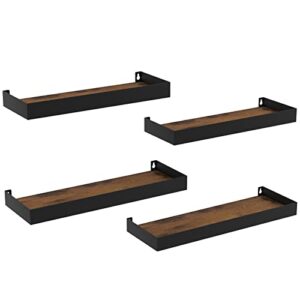 rlavbl wall shelves set of 4, rustic storage wood wall mounted floating shelves for bedroom living room kitchen