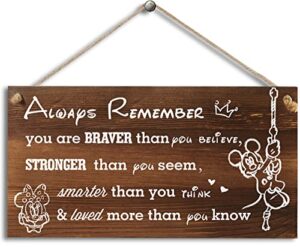 minnie mouse wooden inspirational hanging sign plaque, mickey theme home and get well soon decor,disney theme gifts for women, best friend,kids 6″x12″