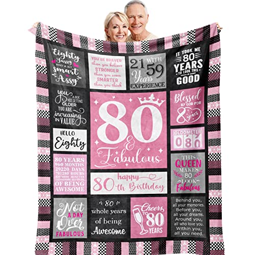 80th Birthday Gifts for Women, 80th Birthday Decorations for Women, 80th Birthday Gifts Ideas, Best 80th Birthday Gifts, Gifts for 80-Year-Old,1943 Birthday Gifts for Women, Throw Blanket 60"x50"