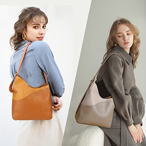 Genuine Leather Shoulder Hobo Purses Handbag for Women Soft Tote Bag Fashion Crossbody Bag