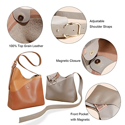 Genuine Leather Shoulder Hobo Purses Handbag for Women Soft Tote Bag Fashion Crossbody Bag