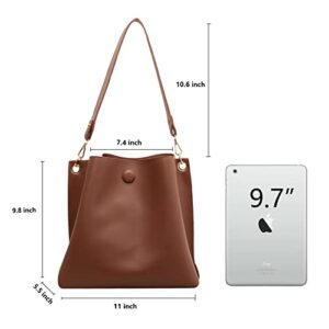 HSEONEJIA Women Cross Body Hobo Bucket Satchel Bag, Small Fashion Ladies Tote Handbag Cute Shoulder Purse With Inner Wallet (Khaki)