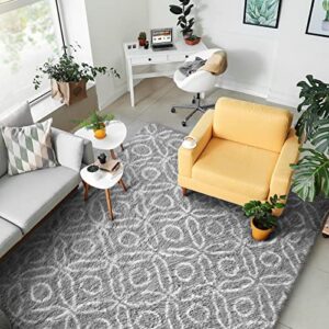 Guucha Super Soft Fluffy Area Rug, 4x6 Feet Shaggy Area Rugs, Modern Indoor Plush Carpet for Living Room, Bedroom, Home Office, Round Grey