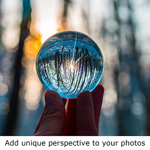 Modaier Crystal Ball 80mm Crystal Ball with Wooden Stand and Gift Box for Magic,lensball Photography,Family Decorative,Fortune Teller,Feng Shui,Witchcraft,Witchy Gifts,Witch Decor,and Halloween Decor