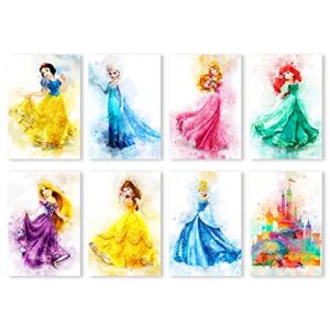 kaedehara kazuha princess posters 8pcs watercolor fairy princess room decor wall art poster print for girls room 11.5″ x 16.5″