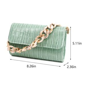 Naimo Crocodile Clutch Purses for Women Snake Print Leather Evening Bag Shoulder Handbag with Chunky Acrylic Chain