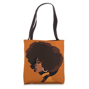 beautiful african american silhouette with afro tote bag
