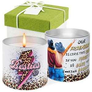 jucham friendship gifts for women friends, funny candles gifts for women birthday unique 9oz natural soy wax jar candle – wild bluebell aromatherapy candles for sister