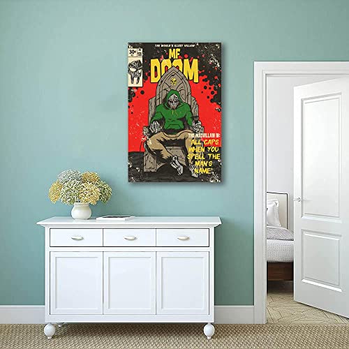 MF Doom Poster Home Decor Rapper Posters Hd Canvas Music Wall Art Hanging Picture Print Living Room Bedroom Decorative Painting (C,12x18in Unframe)