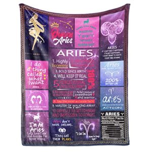 shanfeirui aries gifts for women, zodiac gifts for women, astrology gifts for women, zodiac blanket, aries blanket, april birthday gifts for women blankets 50″ x 60″