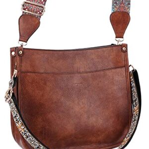 Caitina Cross Body Bag Vegan Leather Hobo Handbags Designer Crossbody Purses Bucket Bag For Women with 2 Adjustable Strap(Dark Brown)