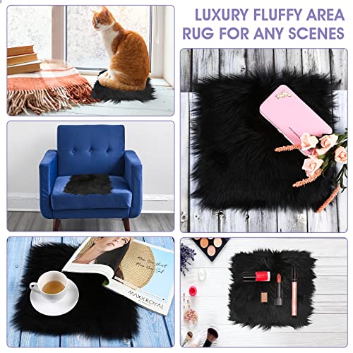 WLLHYF 10 Inches Mini Square Faux Fur Rug， Small Fluffy Area Rug Cushion for Living Room Sofa Bedroom Floor Soft Square Chair Cover Seat Pad Nail Mat for Photographing Background of Jewelry