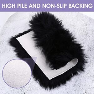 WLLHYF 10 Inches Mini Square Faux Fur Rug， Small Fluffy Area Rug Cushion for Living Room Sofa Bedroom Floor Soft Square Chair Cover Seat Pad Nail Mat for Photographing Background of Jewelry