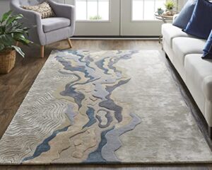 feizy serrano modern viscose rug, beige/blue, 8′ x 10′ area rug
