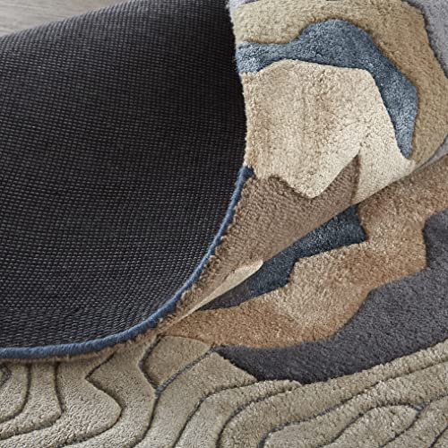 Feizy Serrano Modern Viscose Rug, Beige/Blue, 8' x 10' Area Rug