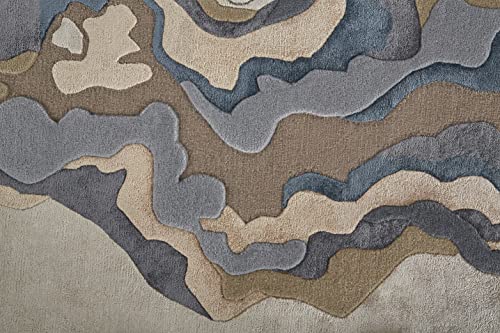 Feizy Serrano Modern Viscose Rug, Beige/Blue, 8' x 10' Area Rug