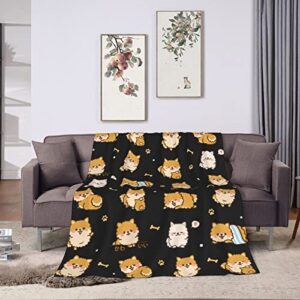 Nahjiiem Pomeranian Throw Blanket Cute Puppy Blanket Animal Pet Couch Throw Pomeranian Gifts for Pomeranian Lovers 50"×60"