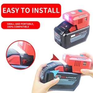 Fiihio 150W Portable Power Inverter Compatible with Milwaukee 18V Lithium Battery,with AC Outlet Dual USB and 200LM LED 18V DC to 120V AC for Tool Room,Garage,Camping etc(Batteries not Included)