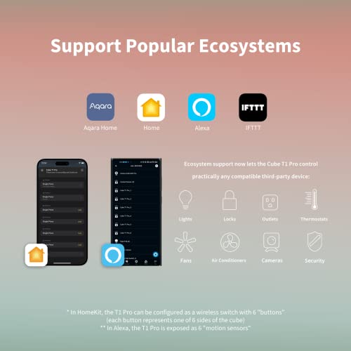 Aqara Cube T1 Pro, Requires AQARA ZIGBEE 3.0 HUB, 6 Sides to Control Different Scenes and Diverse Actions to Control Smart Home Devices, Supports Homekit, Alexa and IFTTT