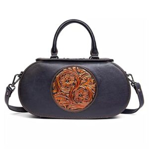 dann vintage women’s hand-embossed leather shoulder bag women’s handbag (color : black, size