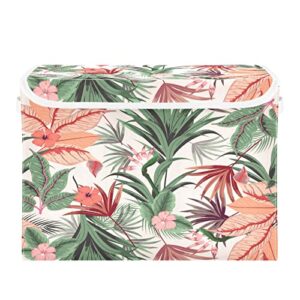 kigai palm flower storage basket 16.5×12.6×11.8 in collapsible fabric storage cubes organizer large storage bin with lids and handles for shelves bedroom closet office