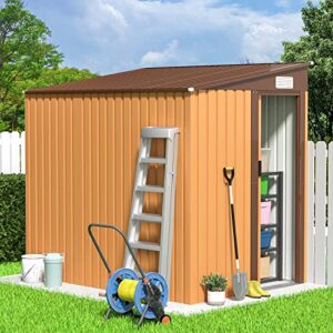 4.5 x 6.3 ft storage shed, tool shed outdoor storage with sliding door, 6×4 shed outdoor metal storage shed garden sheds with pent roof, sheds & outdoor storage outside cabinet for backyard patio lawn