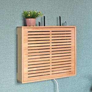 VAYONAA Router Storage Box Wooden Wall-Mounted Modem Hidden Box Finishing Rack hub Multimedia Information weak Current Box Shielding Box Decorative Cover Wall Shelf (Size : Diameter 49.5cm)