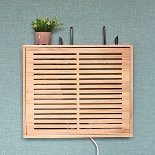 VAYONAA Router Storage Box Wooden Wall-Mounted Modem Hidden Box Finishing Rack hub Multimedia Information weak Current Box Shielding Box Decorative Cover Wall Shelf (Size : Diameter 49.5cm)