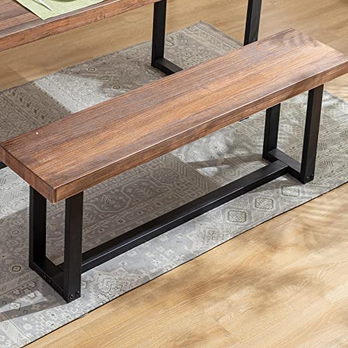 St.Mandyu 72" Solid Wood Dining Table for 8-10 Person, Modern Farmhouse Kitchen Table with Metal Frame, Sturdy Breakfast Table for Living/Dining Room,Office Desk, Brown