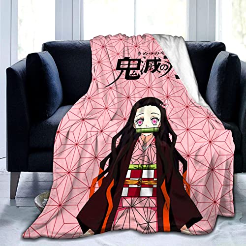 Anime Nezuko Blanket Super Soft Cozy Flannel Blankets and Throws Plush for Sofa Couch Bedding Decor Gifts 50"X40"