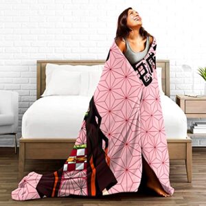 Anime Nezuko Blanket Super Soft Cozy Flannel Blankets and Throws Plush for Sofa Couch Bedding Decor Gifts 50"X40"