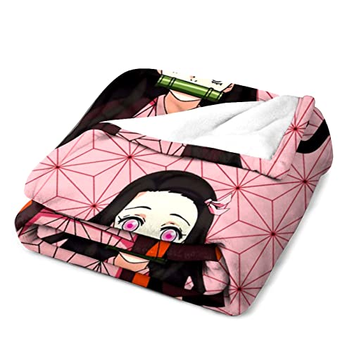 Anime Nezuko Blanket Super Soft Cozy Flannel Blankets and Throws Plush for Sofa Couch Bedding Decor Gifts 50"X40"