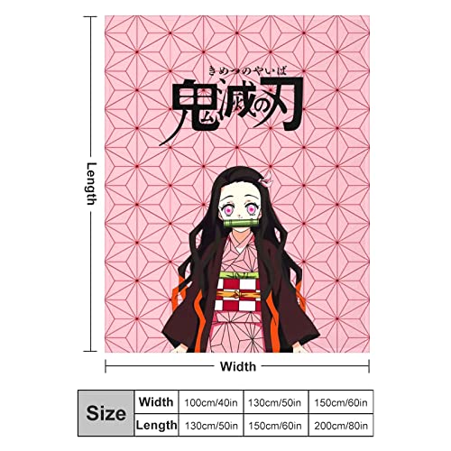 Anime Nezuko Blanket Super Soft Cozy Flannel Blankets and Throws Plush for Sofa Couch Bedding Decor Gifts 50"X40"