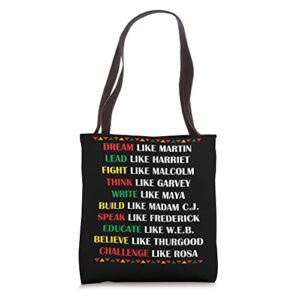 black history month afro american leader dream like martin tote bag