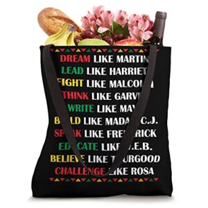 Black History Month Afro American Leader Dream Like Martin Tote Bag