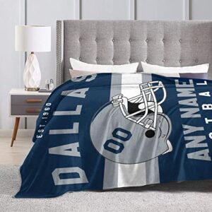 SEAGGS Custom Football City Blanket Personalized Decor Fans Throw Blanket Printed Add Any Name & Number Gift for Men Women Youth, 50''L x 40''W