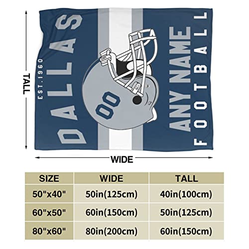 SEAGGS Custom Football City Blanket Personalized Decor Fans Throw Blanket Printed Add Any Name & Number Gift for Men Women Youth, 50''L x 40''W