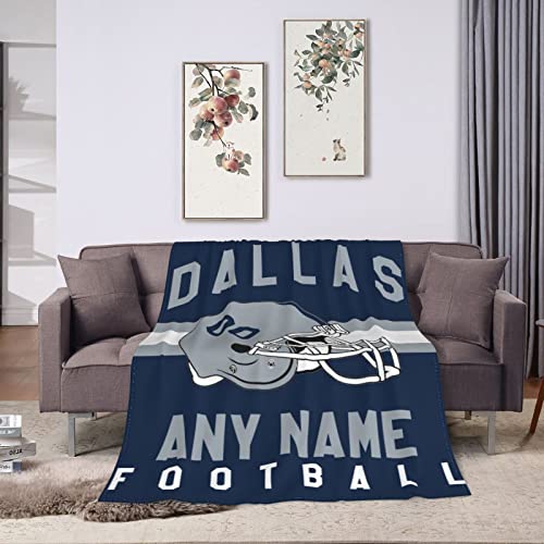 SEAGGS Custom Football City Blanket Personalized Decor Fans Throw Blanket Printed Add Any Name & Number Gift for Men Women Youth, 50''L x 40''W