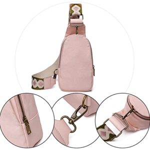 Women Chest Bag Sling Bag Small Crossbody PU Leather Satchel Daypack for Lady Shopping Travel with Shoulder Strap (Black)