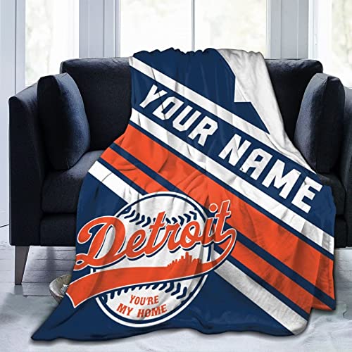 Custom Baseball Throw Blankets Personalized Ultra-Soft Micro Fleece Blankets with Name Numbers for Fans Gifts