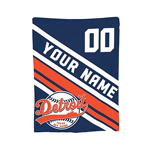 Custom Baseball Throw Blankets Personalized Ultra-Soft Micro Fleece Blankets with Name Numbers for Fans Gifts