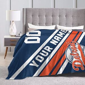 Custom Baseball Throw Blankets Personalized Ultra-Soft Micro Fleece Blankets with Name Numbers for Fans Gifts