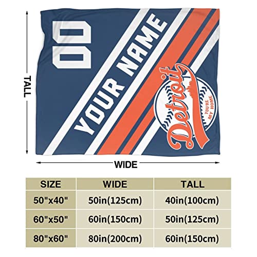 Custom Baseball Throw Blankets Personalized Ultra-Soft Micro Fleece Blankets with Name Numbers for Fans Gifts