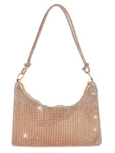 rhinestone hobo bags chic sparkly evening bling handbag shiny clutch purse for women (champagne)