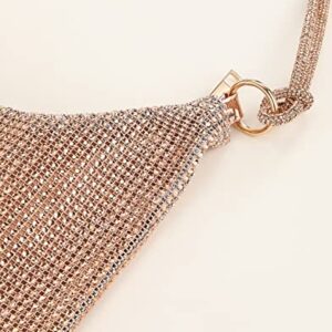 Rhinestone Hobo Bags Chic Sparkly Evening Bling Handbag Shiny Clutch Purse for Women (Champagne)