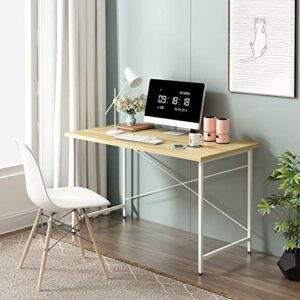 coofel 47 inch computer desk, modern simple style small office desk, writing desk, study table, work desk for home office, student study writing (47″ x 24″ x 30″)