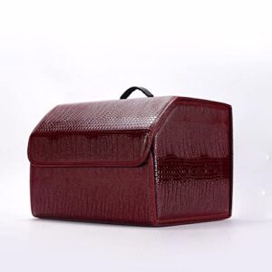 gfdfd car trunk storage box folding car organizer box multifunction pu leather storage bag auto accessories (color : wine red, size : m)
