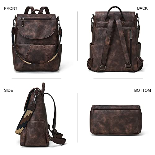 YIQUN Backpack Purse for Women Leather Backpack Purse Travel Backpack Ladies Convertible Shoulder Bag with Wristlets