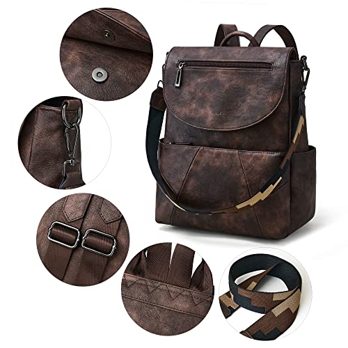 YIQUN Backpack Purse for Women Leather Backpack Purse Travel Backpack Ladies Convertible Shoulder Bag with Wristlets